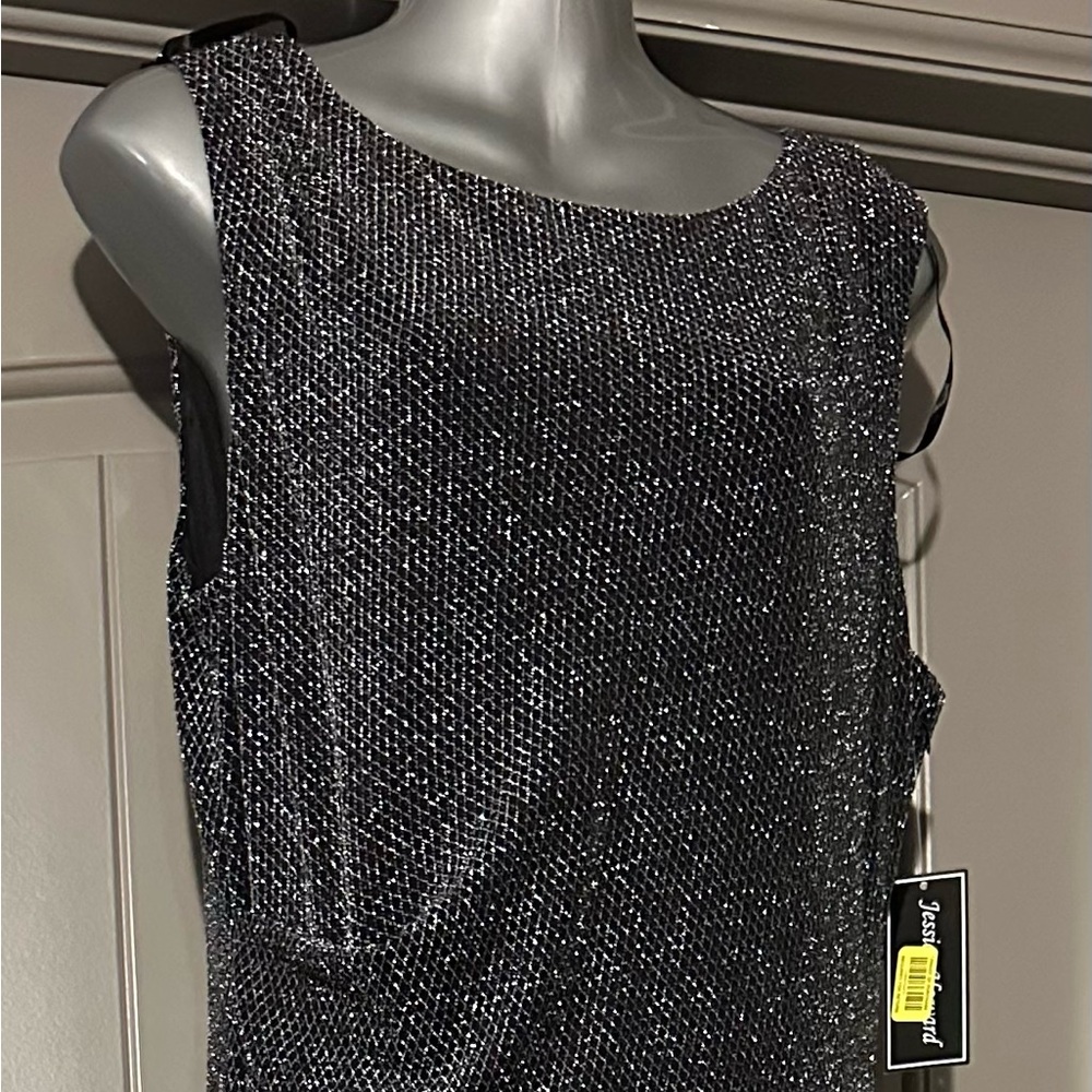 Jessica Howard Black and Silver Textured Dress